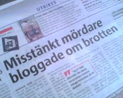 Mördare bloggade om brotten - rubrik i Metro 5 juli 2005